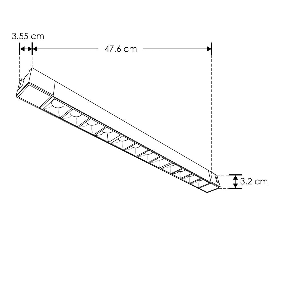 Luminario lineal 30W 36° con 12 cuerpos ópticos para riel electrificado luz neutro cálido o neutro, 110-240V de iLumileds