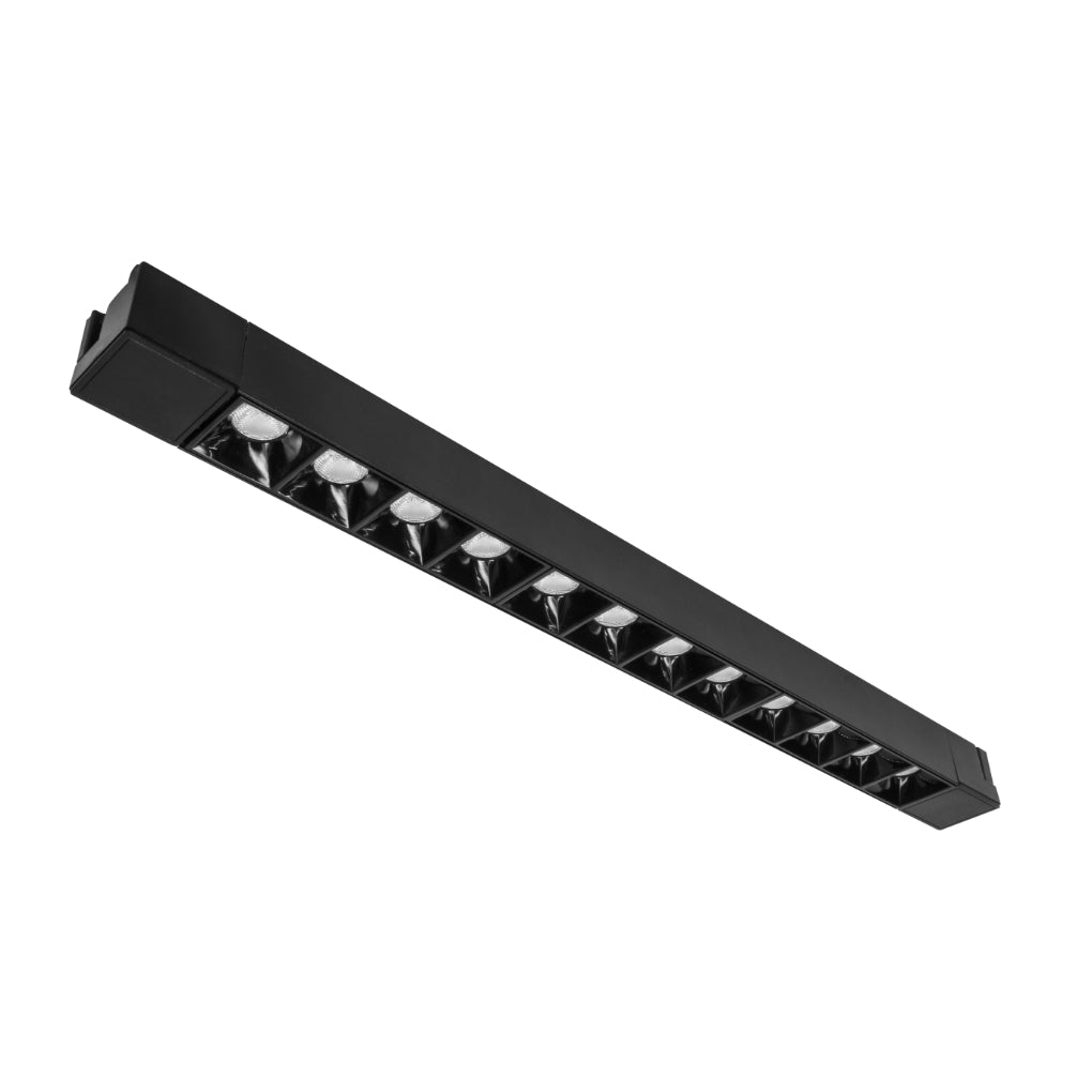 Luminario lineal 30W 36° con 12 cuerpos ópticos para riel electrificado luz neutro cálido o neutro, 110-240V de iLumileds