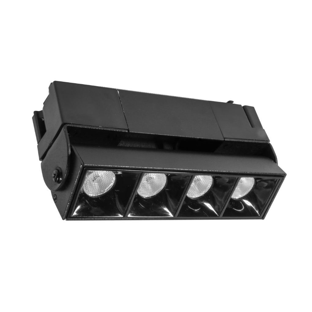 Proyector lineal 10W 36° dirigible con 4 cuerpos ópticos para riel electrificado  luz neutro cálido o neutro, 110-240V de iLumileds