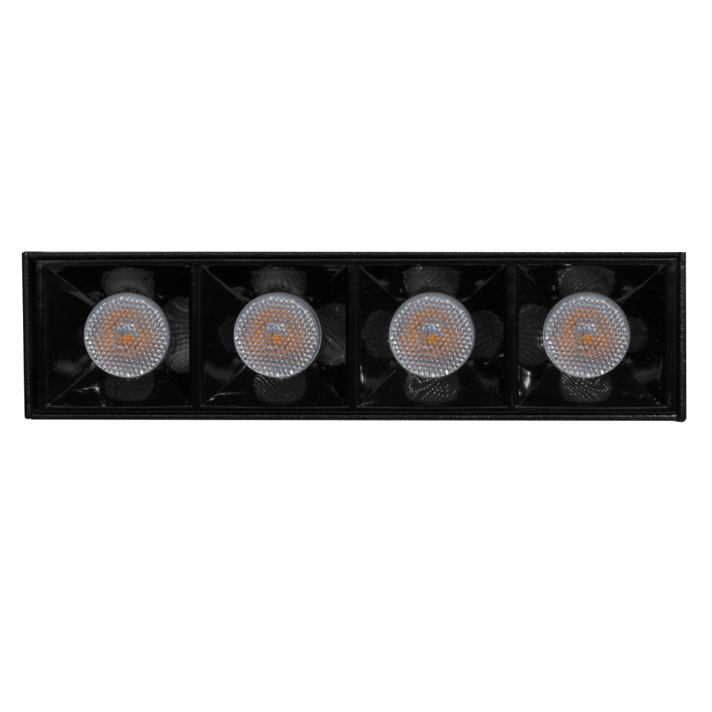 Proyector lineal 10W 36° dirigible con 4 cuerpos ópticos para riel electrificado  luz neutro cálido o neutro, 110-240V de iLumileds