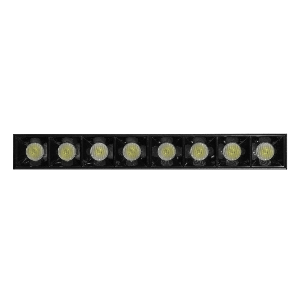Proyector lineal 20W 36° dirigible con 8 cuerpos ópticos para riel electrificado luz neutro cálido o neutro, 110-240V de iLumileds