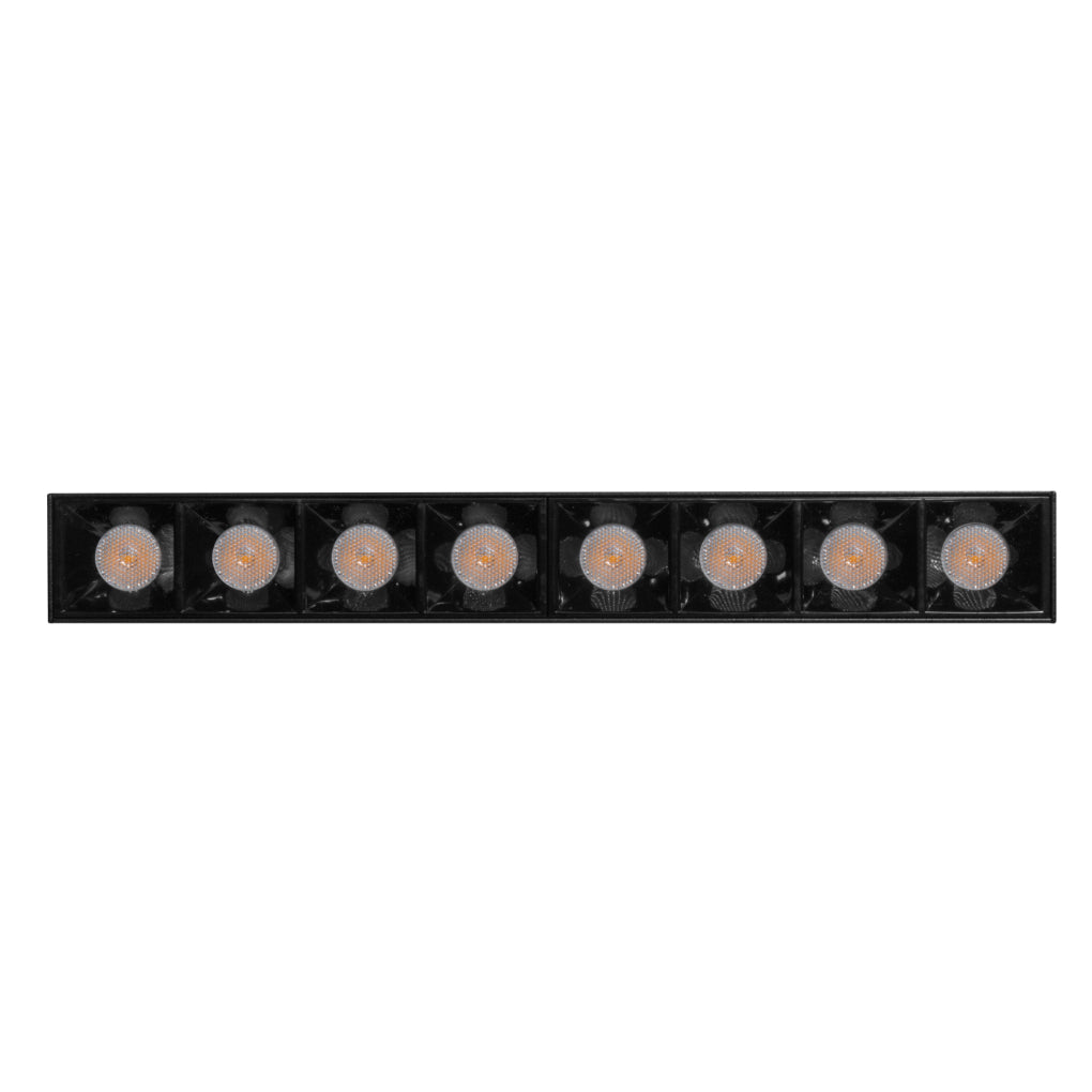 Proyector lineal 20W 36° dirigible con 8 cuerpos ópticos para riel electrificado luz neutro cálido o neutro, 110-240V de iLumileds