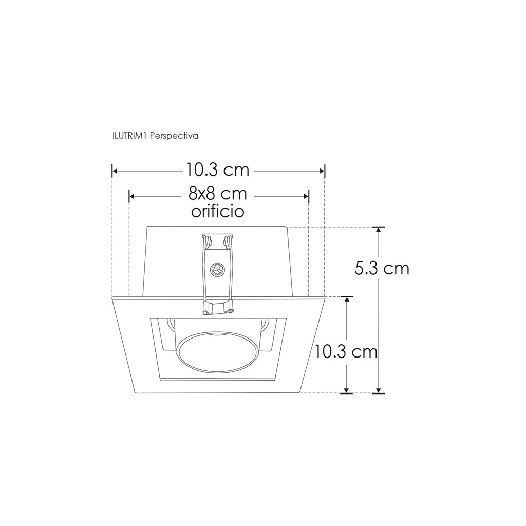 Downlight un cabezal cuadrado con bafle cónico marco blanco mate / interior negro para lámparas MR16, incluye conector GU5.3 de iLumileds