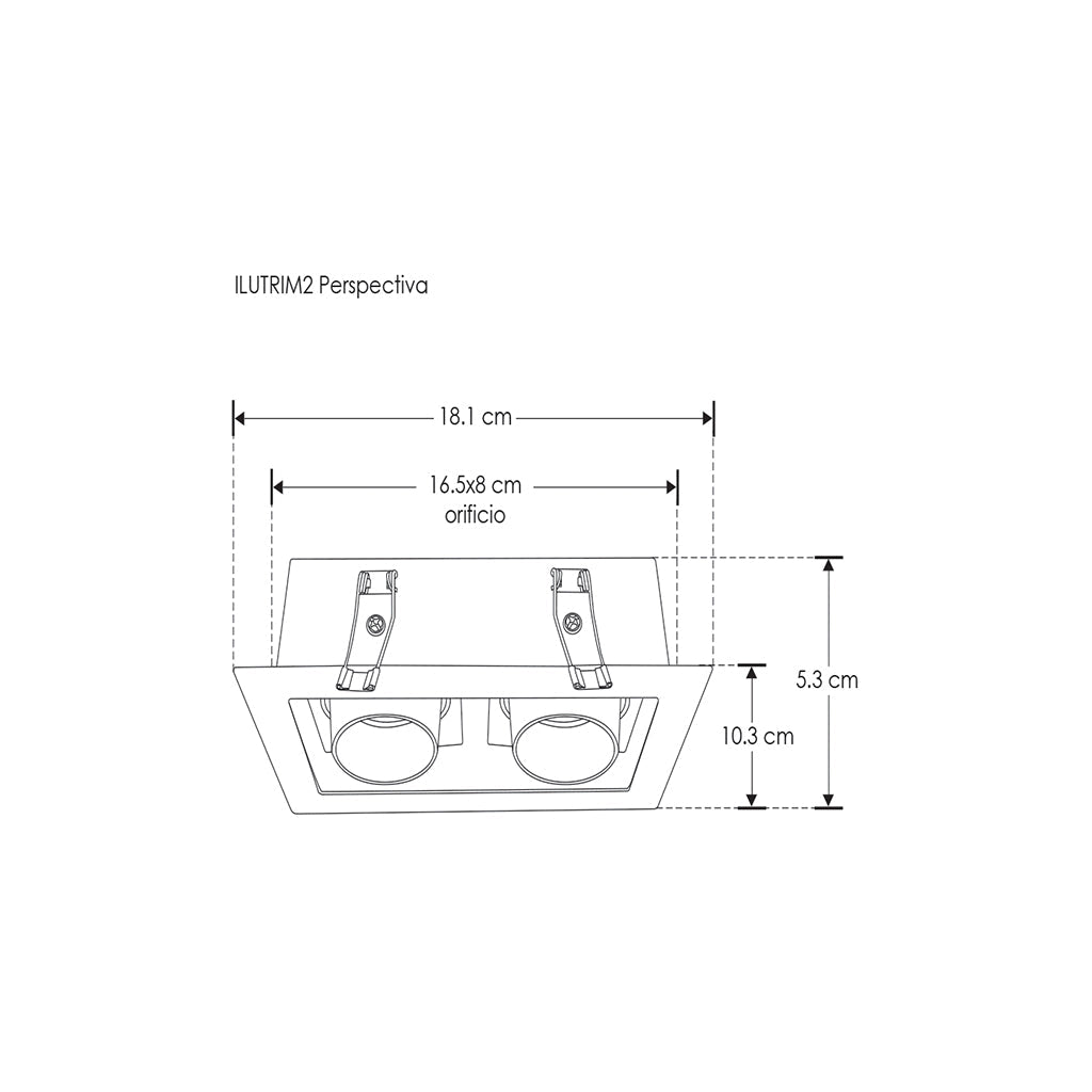 Downlight doble cabezal con bafle cónico marco blanco mate / interior negro para lámparas MR16, incluye base GU5.3 de iLumileds