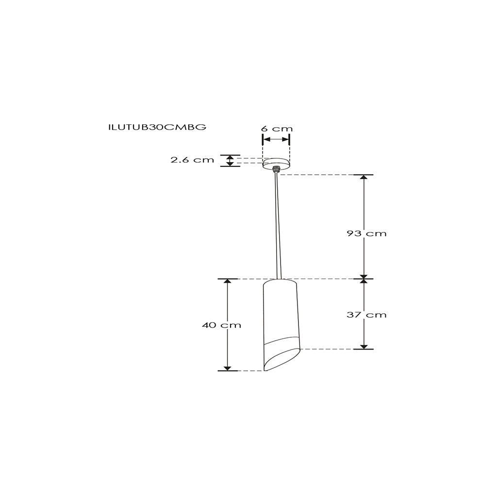 Luminario Hidra tubular 40cm para suspender acabado ext negro / int dorado para lámpara MR16 GU10 (no incluida) de iLumileds