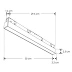 Luminario lineal tipo flood 12W 48V cambio de color de luz vía app o iterruptor físico de cálido a frío - 2700K - 4100K - 5500K, para riel magnético de iLumileds