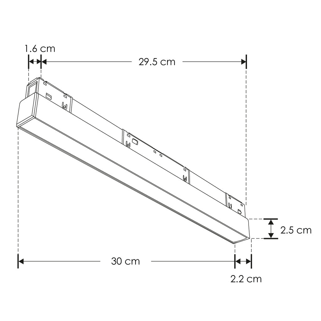 Luminario lineal tipo flood 12W 48V cambio de color de luz vía app o iterruptor físico de cálido a frío - 2700K - 4100K - 5500K, para riel magnético de iLumileds