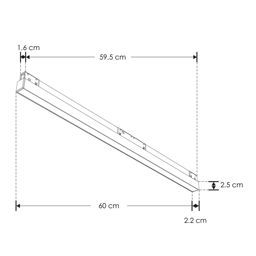 Luminario lineal tipo flood 24W 48V cambio de color de luz vía app o iterruptor físico de cálido a frío - 2700K - 4100K - 5500K, para riel magnético de iLumileds