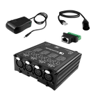 Interfaz SPI / DMX para tiras de LED Pixel, con cuatro salidas XLR-5 pines, 5/24Vcc, entrada RJ45, incluye fuente de alimentación y cable XLR-5 pines a red de 80cm de iLumileds