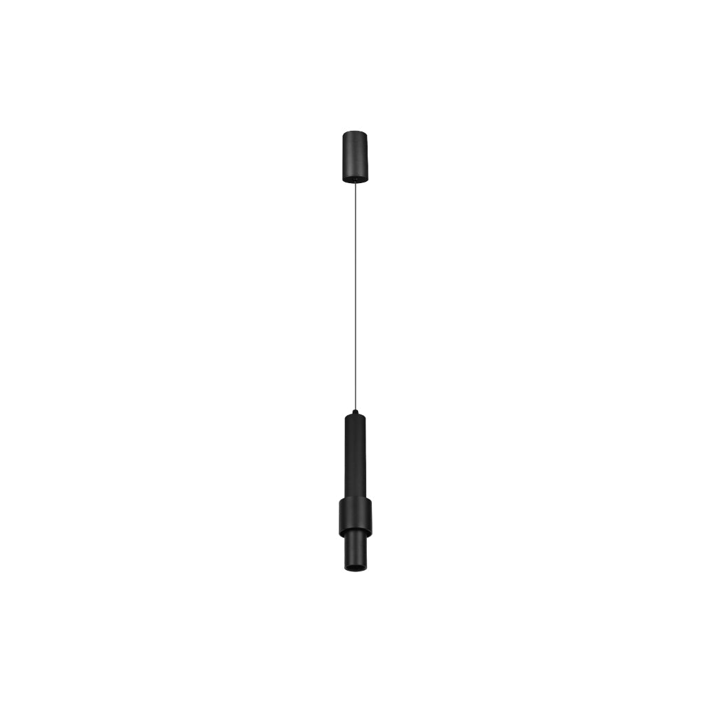 Luminario Kirico Cilíndro de luz acabado negro para suspender 5W 24° luz cálida (3000K), suspensión ajustable 0-170cm de línea Europea iLumileds