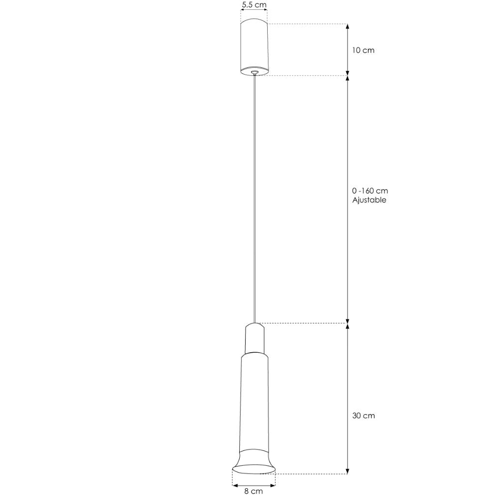 Luminari Libau Flauta de luz acabado negro con blanco para suspender 10W 24° luz cálida (3000K), suspensión ajustable 0-160cm de línea Europea iLumileds