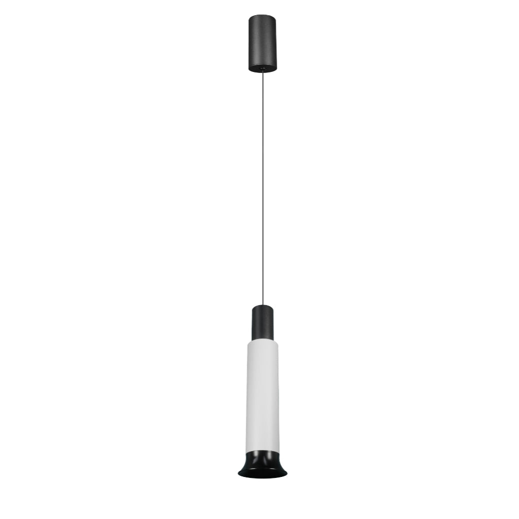 Luminari Libau Flauta de luz acabado negro con blanco para suspender 10W 24° luz cálida (3000K), suspensión ajustable 0-160cm de línea Europea iLumileds