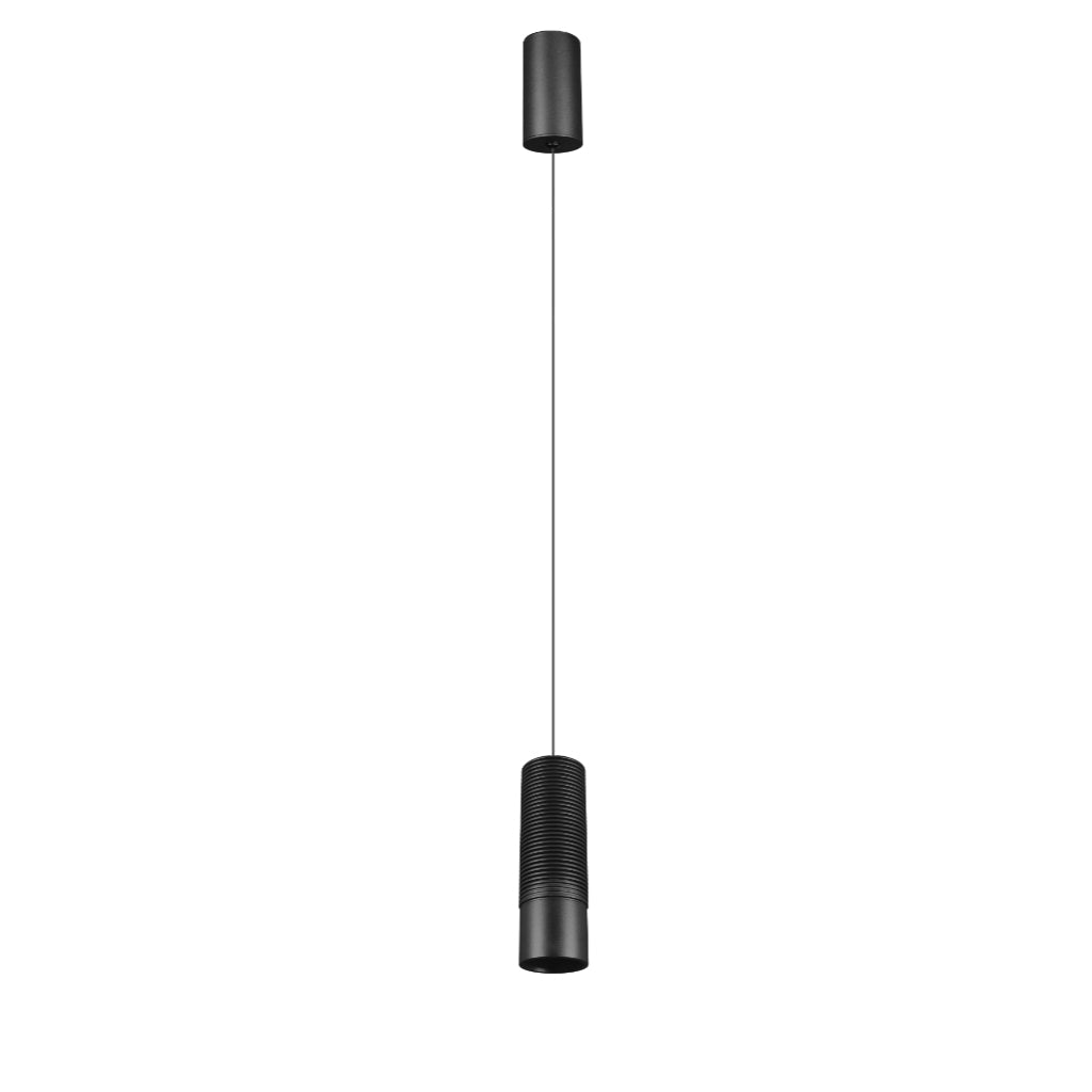 Luminario Piett Cilíndro de luz acabado negro para suspender 15W 24° luz cálida (3000K), suspensión ajustable 0-170cm de línea Europea iLumileds