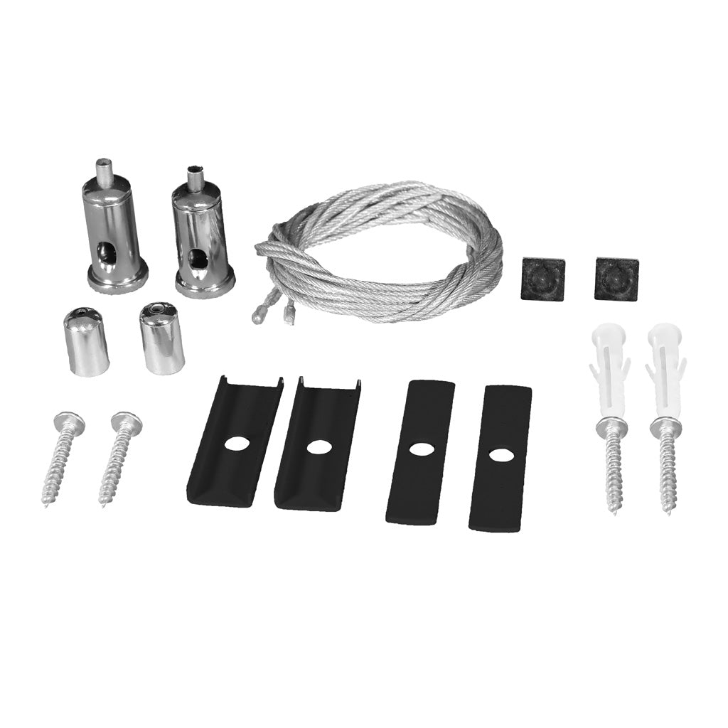 Kit para instalación suspendida de luminarios de la serie ILUINTB, acabado negro de iLumileds