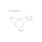 Kit de conector de metal, ángulo de 120° vista inferior para perfil DXA19 incluye conector de mica difusa, protector de cable negro y set de tornillos de iLumileds