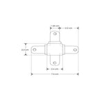 Kit de conector de metal, en X vista inferior para perfil DXA19 incluye conector de mica difusa, protector de cable negro y set de tornillos de iLumileds (No se vende individual)