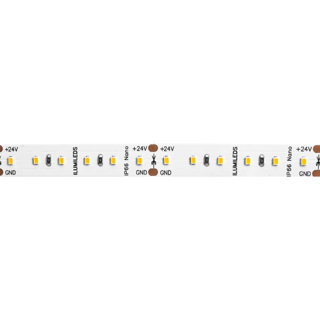 Tira LED IP66 19.2W/m 24V CRI:90 con 240 chips/m rollo 5m opción de tonos de luz, con auto adhesivo de iLumileds