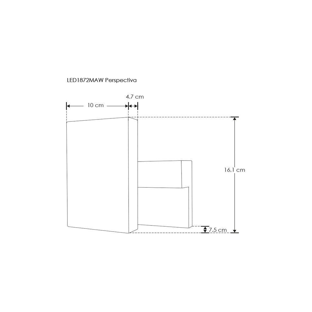 Luminario rectangular con luz indirecta rotativa para muro 9W luz cálida de iLumileds