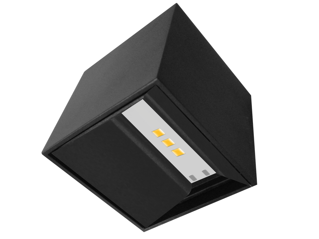 Luminario mini cubo con doble salida de luz ajustable independiente para crear efectos geométricos 2W luz cálida de iLumileds