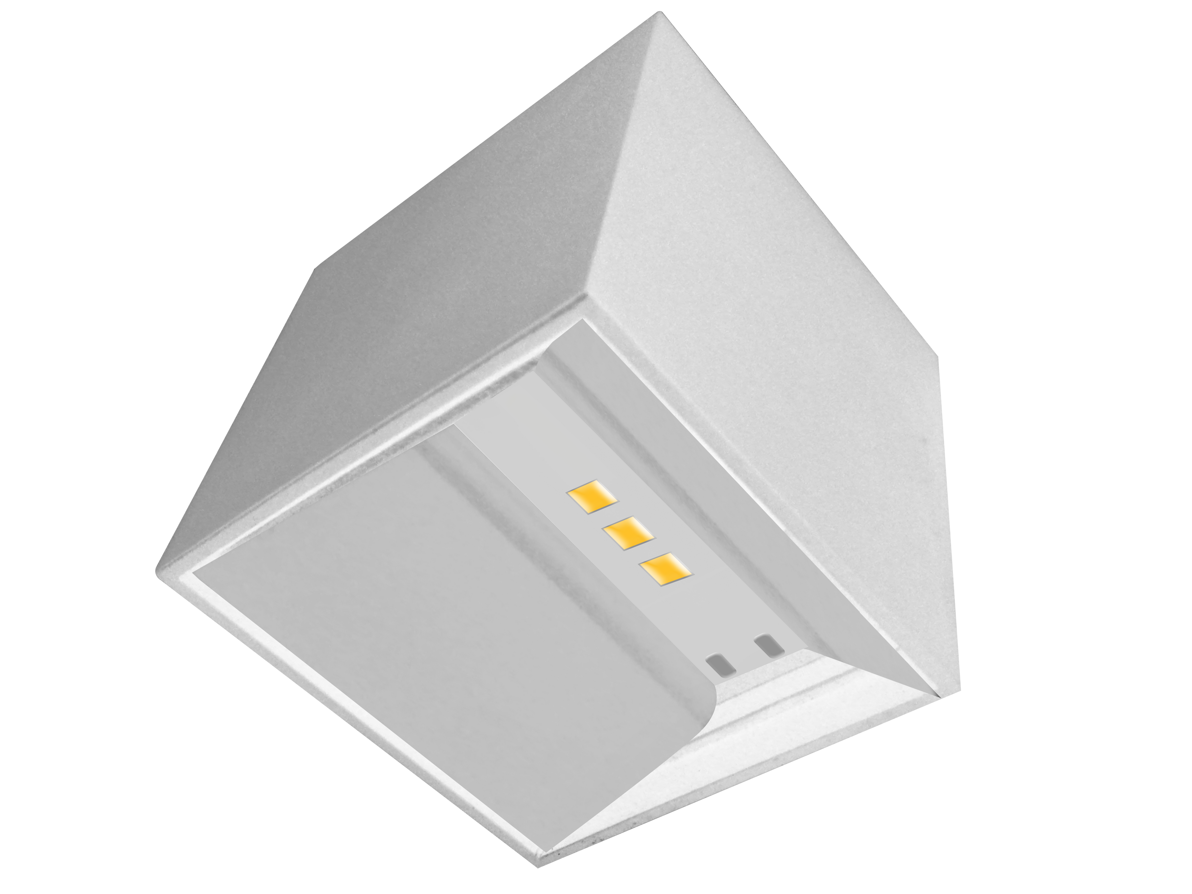 Luminario mini cubo con doble salida de luz ajustable independiente para crear efectos geométricos 2W luz cálida de iLumileds