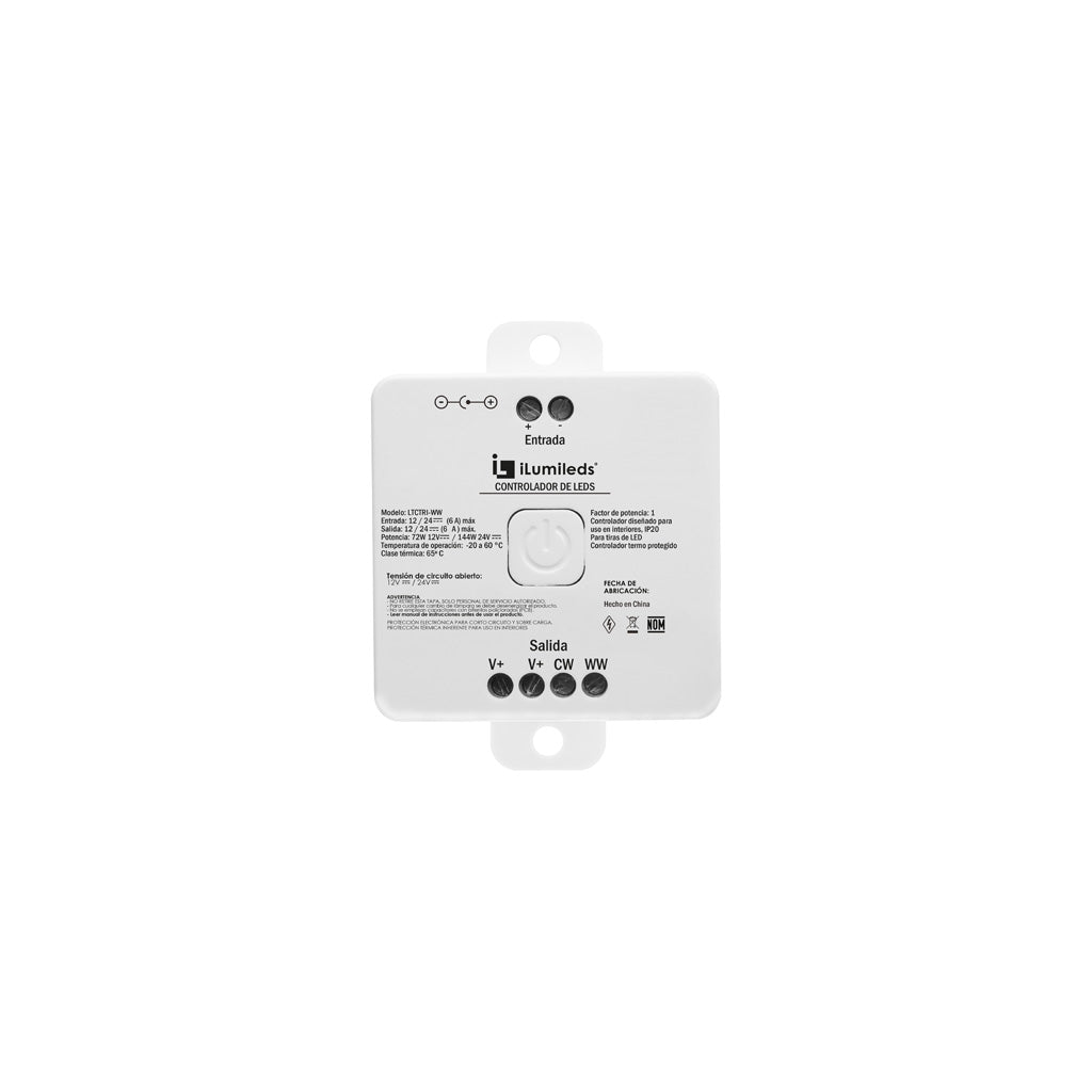 Controlador panel touch + App LTCTRI-WW 12V-72W máx. - 24V-144W máx. (solo para tira LED LDPBCOB276524608), inalámbrico radio frecuencia de iLumileds