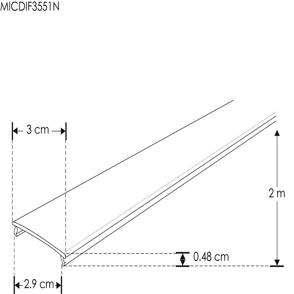Mica difusa negra traslucida para perfil de aluminio ILUPA3551NUGR, rectangular 2 m (No se vende individual)