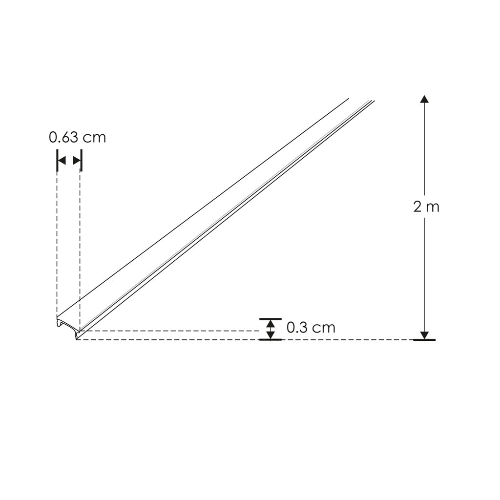 Mica negra traslucida para perfil de aluminio ILUPA07AN, rectangular 2m de iLumileds