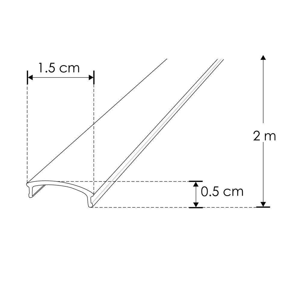 Mica negra traslucida para perfil de aluminio ILUPA1205N, rectangular 2m de iLumileds