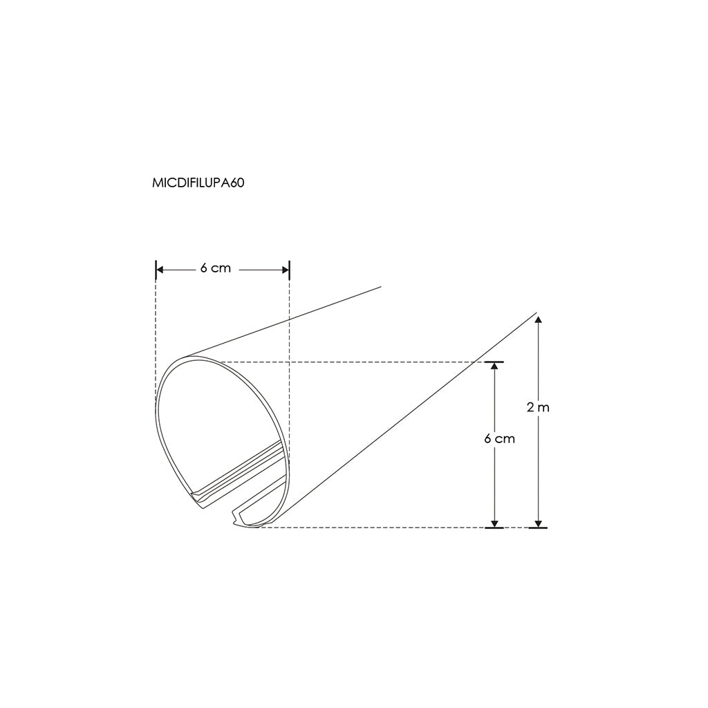 Kit perfil aluminio suspender con difusor cilíndrico ILUPA60KIT. - L:2m Ø:6cm- para tira LED, incluye tapas laterales y kit de suspensión de iLumileds