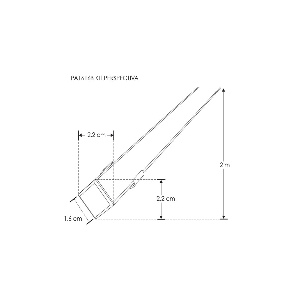Kit perfil aluminio esquinero cuadrado PA1616BKIT. -L:2m A:1.6cm Al:2.2cm- incluye difusor acrílico, tapas laterales y grapas de sujeción de iLumileds