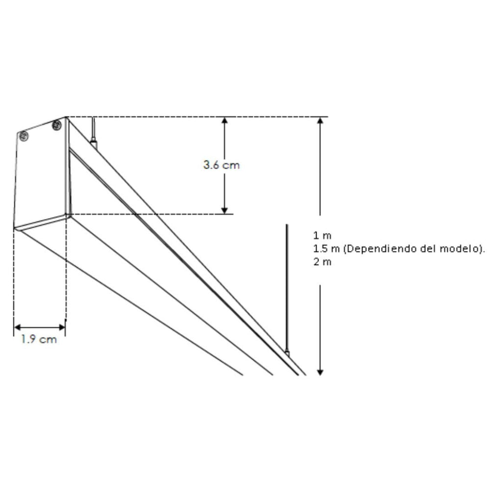 Luminario lineal para suspender 2m de longitud con difusor dropdown 57W 127V opciones color de luz de iLumileds