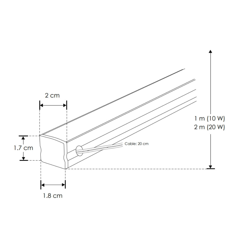 Perfil aluminio negro integrado 20W compatible con lambrin decorativo WPC PA2018N200. -Largo:2m A:2cm Al:1.7cm-, opción solor de luz cálido (2700K y neutro (4100K) con alimentación lateral, 127V de iLumileds