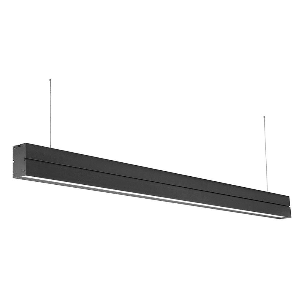 Luminario lineal LED (120cm) 42W 120° opciones color de luz neutro cálido (3000K) y neutro (4100K) 85-265V fabricado en policarbonato negro, incluye soportes de fijación y suspensión hasta de 1m de iLumileds