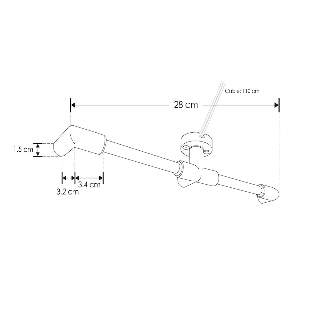Barra para energizar y sujeción de techo para inicios, tres salidas hembra 90°, incluye par de cables de 110 cm para luminarios de la serie RUB CUBE de iLumileds
