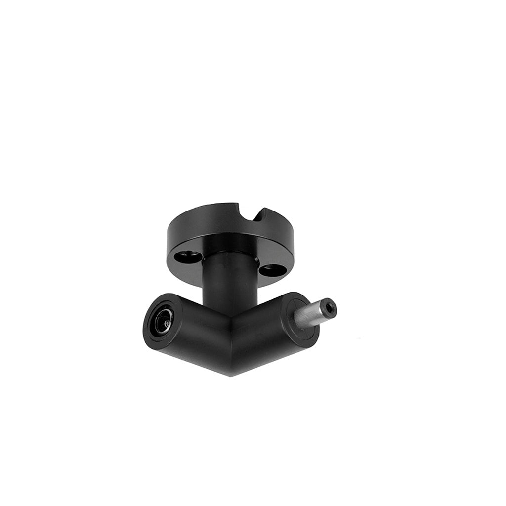 Conector horizontal macho - hembra (lado izquierdo) de pared y techo 90° policarbonato acabado negro para luminarios de la serie RUB CUBE de iLumileds