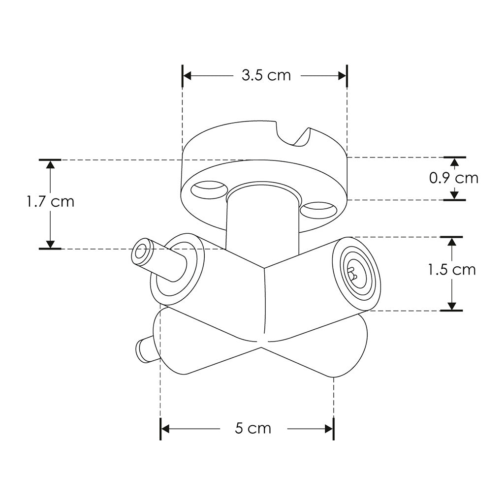 Conector horizontal dos entradas hembra + dos salidas macho de pared, policarbonato acabado negro para luminarios de la serie RUB CUBE de iLumileds
