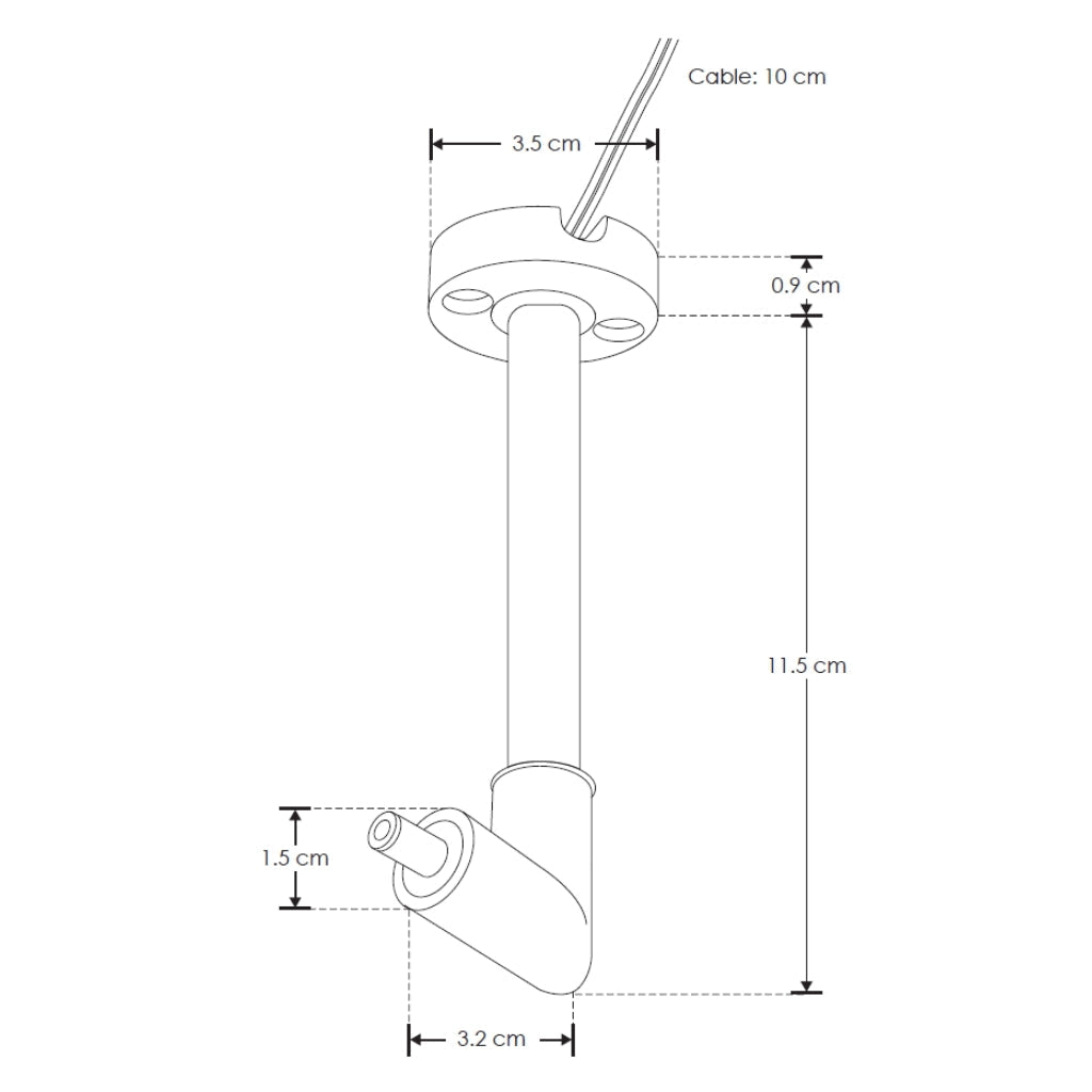 Base de sujeción para sobreponer en pared o techo, incluye conector macho de 90° con par de cables internos de 10cm, policarbonato acabado negro para modelos ILURBKLT05WWWB e ILURBKLT05WNW  de la serie RUB CUBE de iLumileds