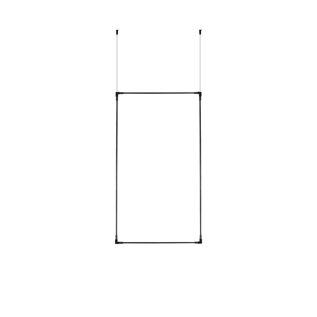 Luminario para suspender serie RUB CUBE 34W 24Vcc 100° opciones color de luz, incluye dos líneas luminosas y dos rieles iluminados con accesorios para fijación