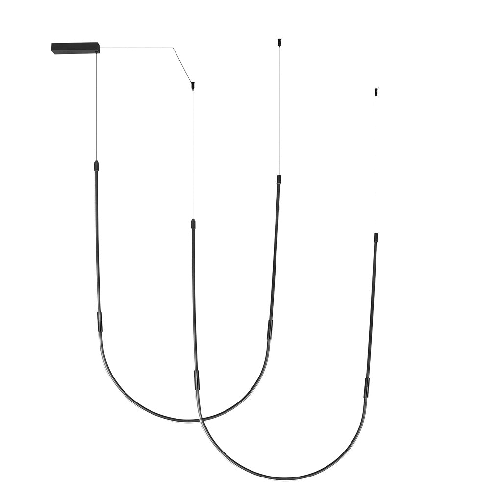 Luminario para suspender 35W 100° serie RUB CUBE, incluye dos líneas luminosas en forma de U y accesorios, cambio de color de luz y atenuación vía control remoto o APP de iLumileds