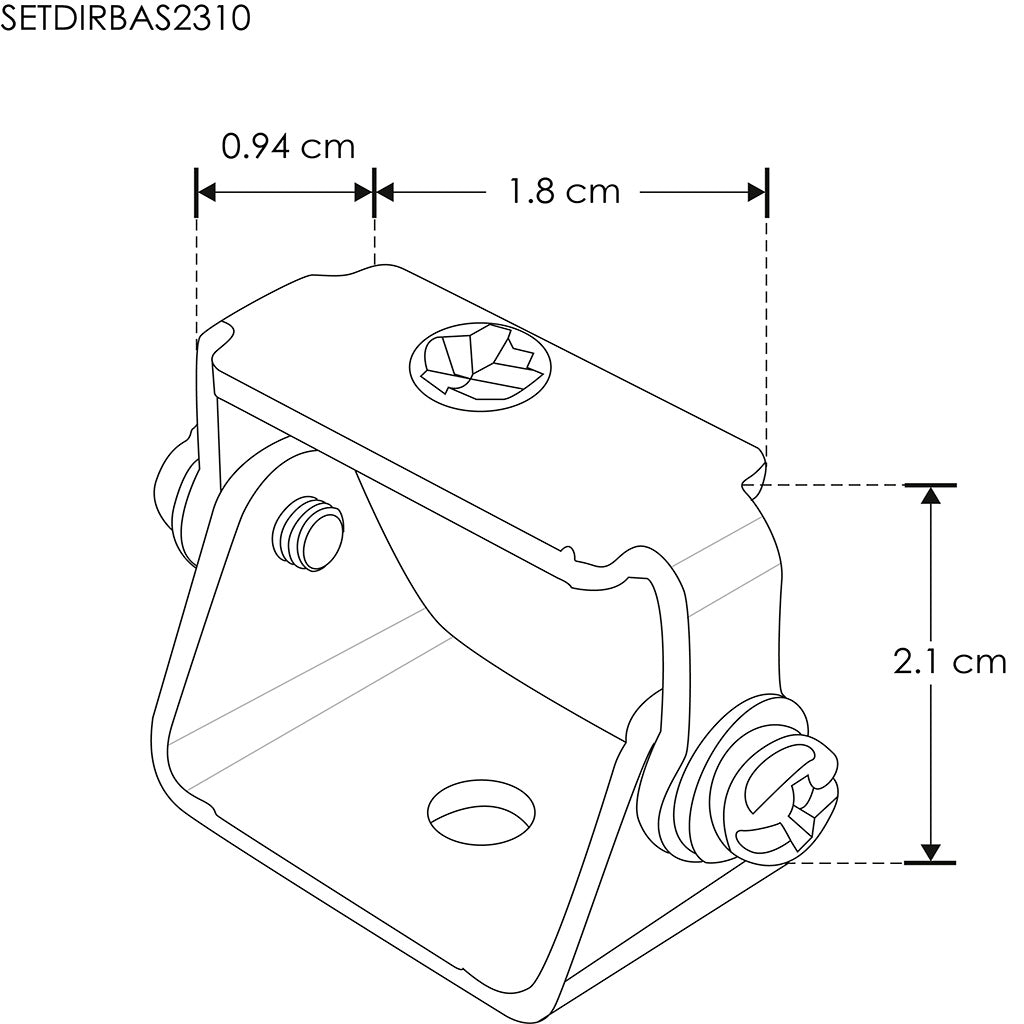 Kit de 2 bases metálicas dirigibles, incluye soporte hacia el perfil y tornillo de ajuste de iLumileds (No se vende individual)