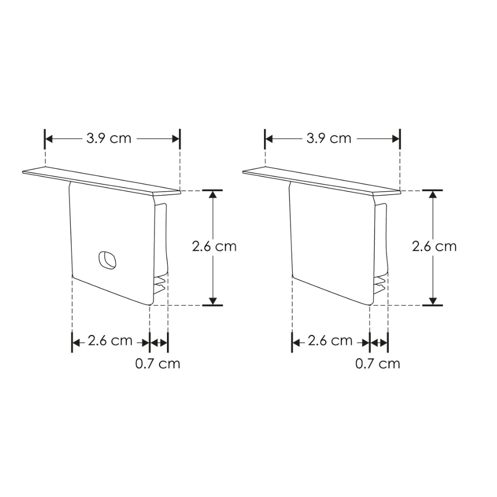 Kit de terminación lateral para perfil ILUPA2403CON que incluye 2 tapas laterales de plástico acabado negro de iLumileds