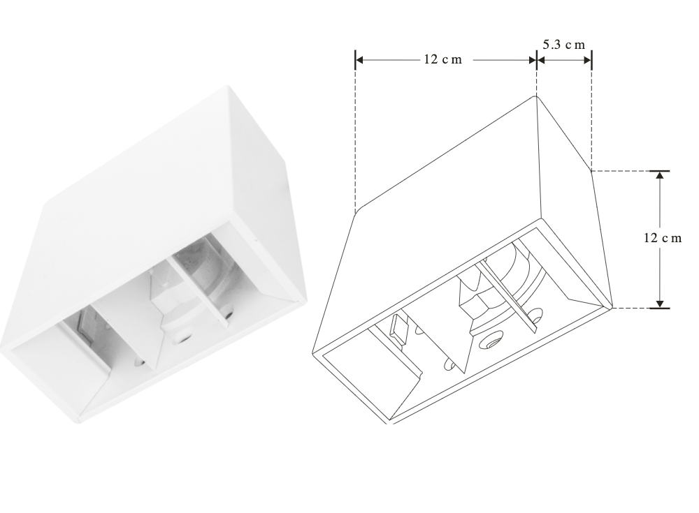 Luminario cuadrado con doble salida de luz ajustable independiente para crear efectos geométricos 4W luz cálida de iLumileds