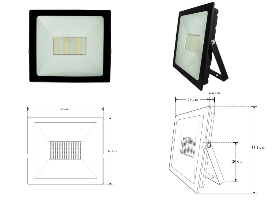 Reflector LED plano 200W 120° fabricado en aluminio, color de luz cálido y frío de iLumileds