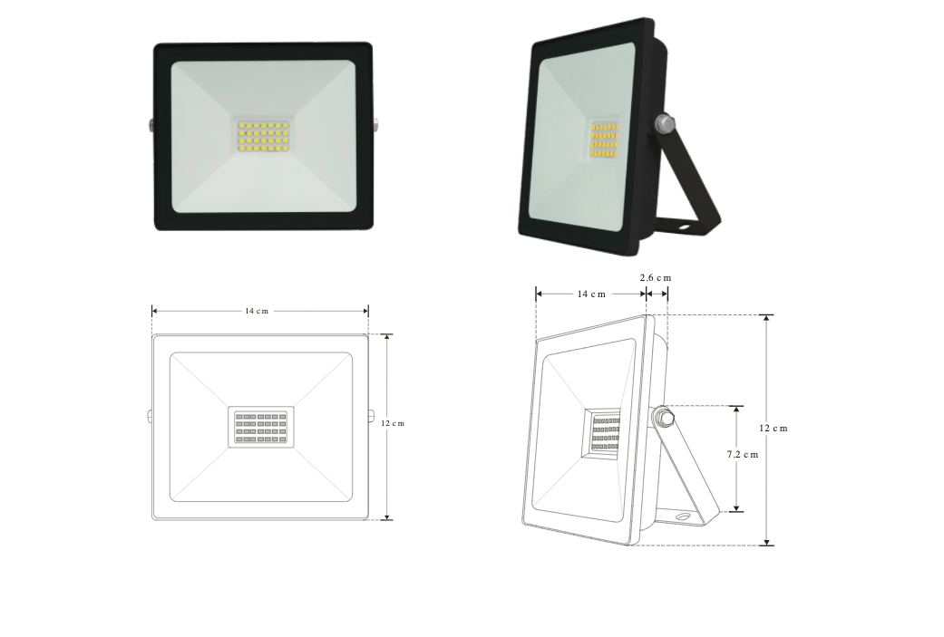 Reflector LED plano 30W 120° fabricado en aluminio y color de luz cálida de iLumileds