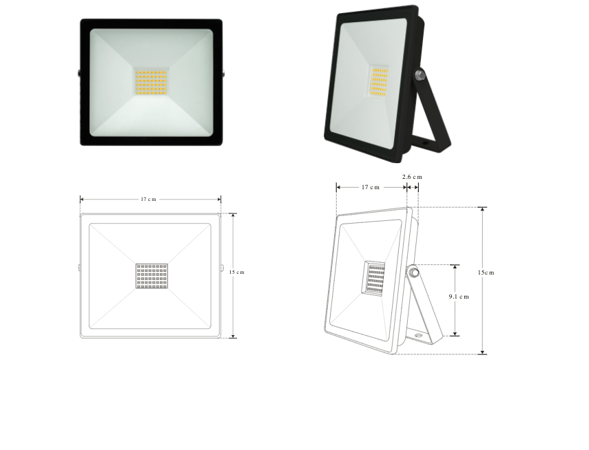 Reflector LED plano 50W 120° fabricado en aluminio y color de luz de iLumileds