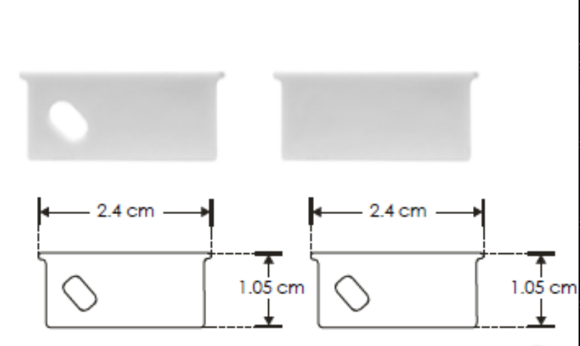 Kit de 2 tapas laterales para perfil de aluminio PA2411 de plástico (No se vende individual)