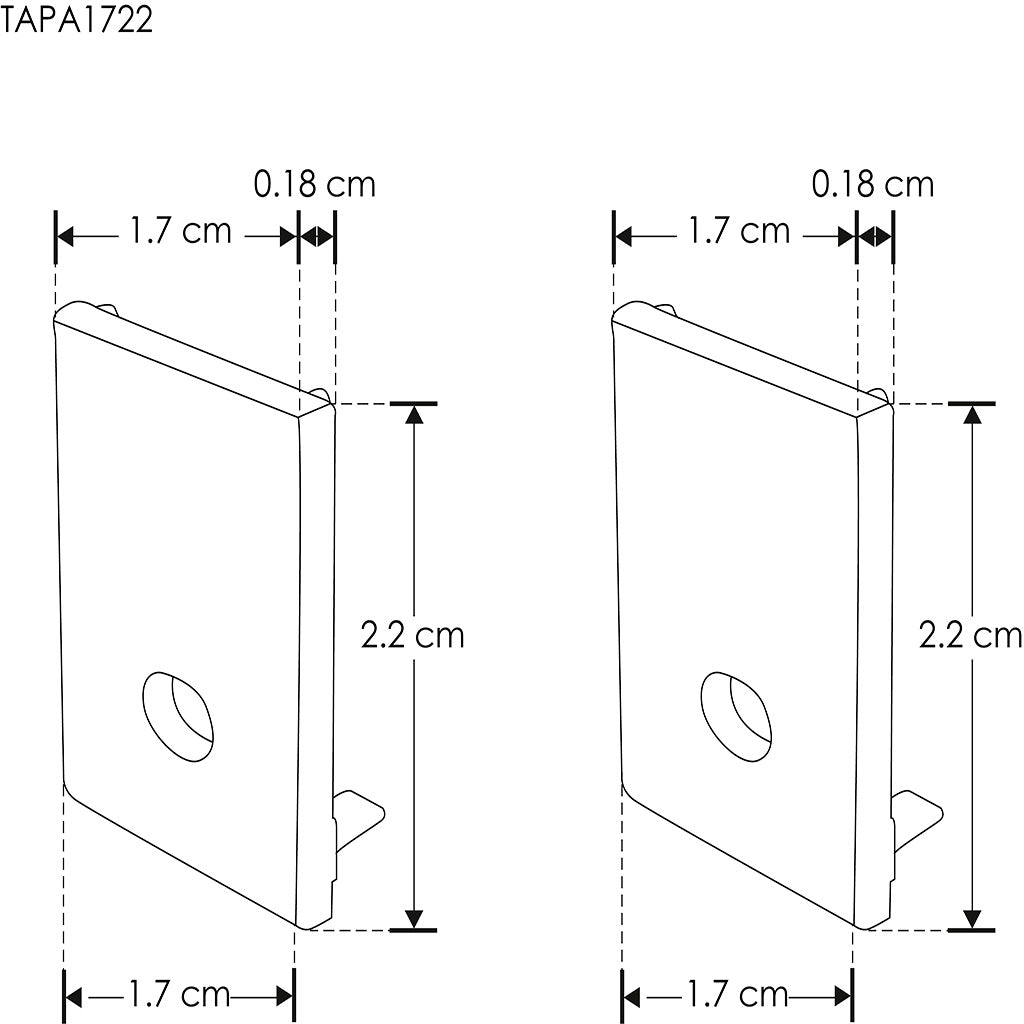 Kit de 2 tapas laterales para perfil de aluminio ILUPA1722UGR de plástico de iLumileds (No se vende individual)