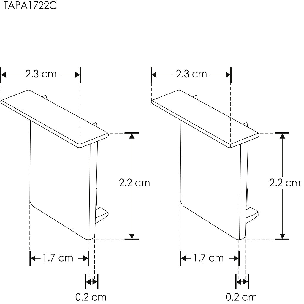 Kit de 2 tapas laterales para perfil de aluminio ILUPA1722UGRC de plástico de iLumileds (No se vende individual)