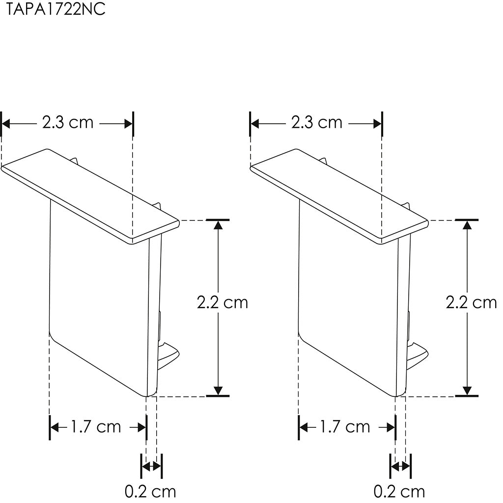 Kit de 2 tapas laterales negras para perfil de aluminio  ILUPA1722NUGRC de plástico