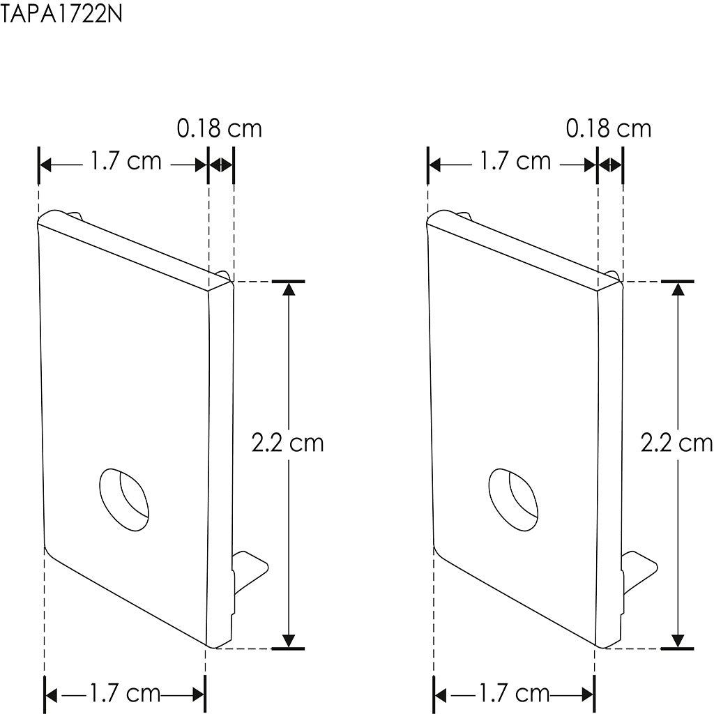 Kit de 2 tapas laterales negras para perfil de aluminio ILUPA1722NUGR de plástico de iLumileds (No se vende individual)